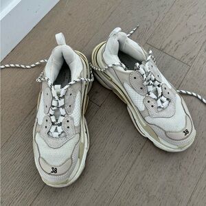 Balenciaga Triple S Leather Trainers White